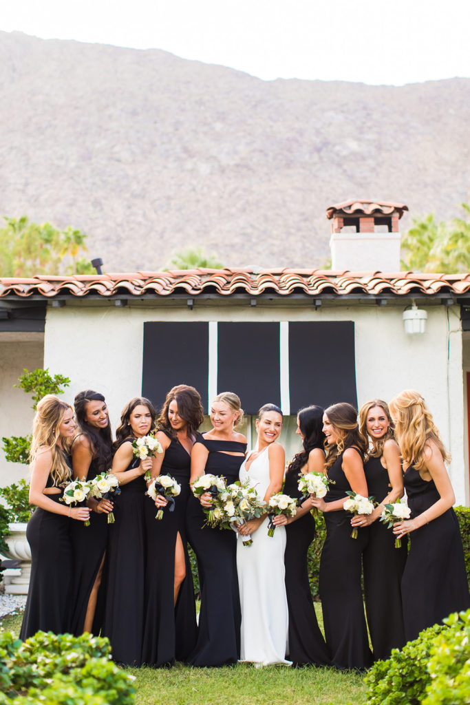 bride and wedding attendants photos at Avalon Palm Springs